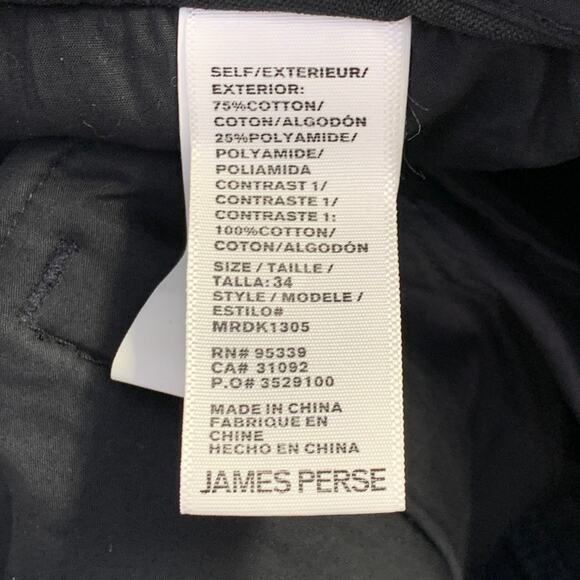JAMES PERSE Size 34 Navy Cotton Blend Zip Pockets Tapered Casual Pants - Picture 5 of 5